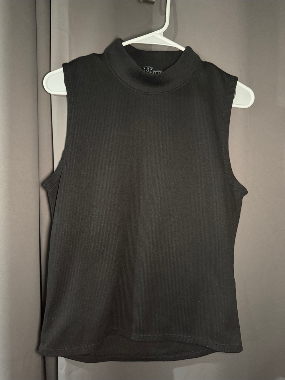 Bagatelle Collection Mock Neck Ribbed Tank Top - Black